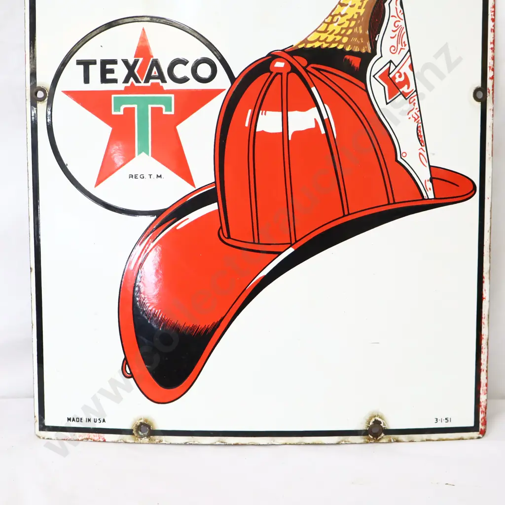 Texaco Firecheif  Enamel Petrol Bowser Sign Dated 1951 Image 1++
