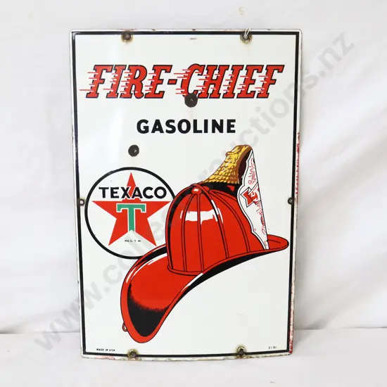 Texaco Firecheif  Enamel Petrol Bowser Sign Dated 1951