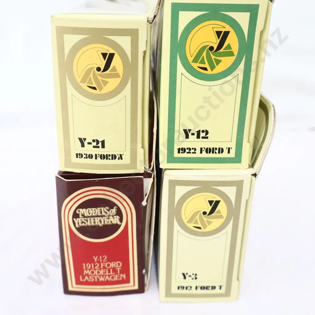 Matchbox models of yesteryear  4 Pc   BP 1912 Model T Ford , 1930 Ford A ,  Harrods 1922 Model T , Model T Ford low side Image 1++