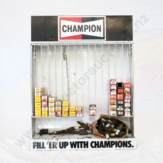 Champion 'Fill Er Up' Spark Plugs Racks With Spark Plugs