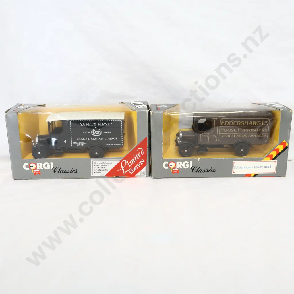 Corgi classics  2 PCE  Thornycroft  van 910  Safety First  &  Eddershaws Thornycroft  C843  Image 1++