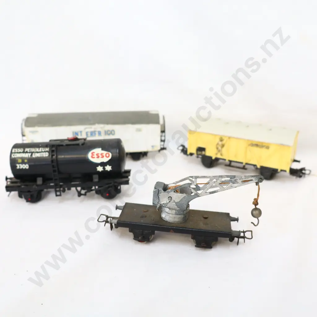 Assorted  x 4      Tank ,Crane & 2 covered Goods Wagons  No Boxes  Image 1++