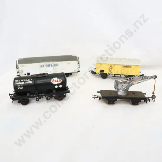 Assorted  x 4      Tank ,Crane & 2 covered Goods Wagons  No Boxes 