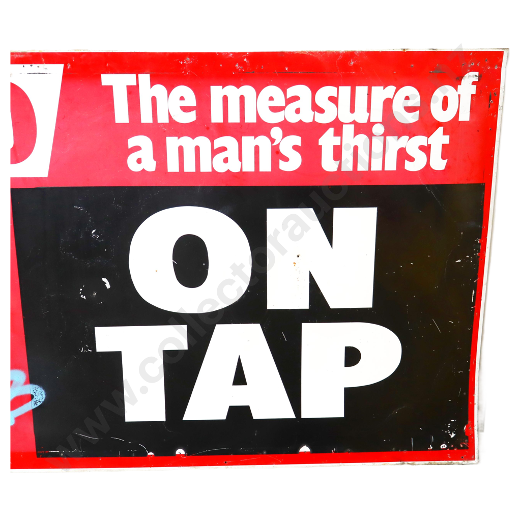 LARGE Lion Red On Tap Tin Sign Image 1++