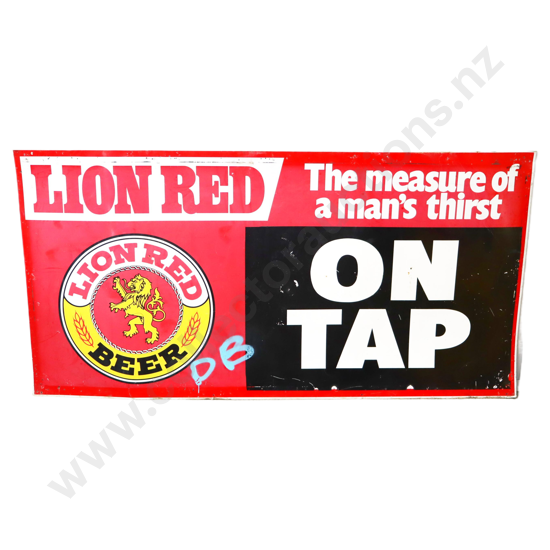 LARGE Lion Red On Tap Tin Sign