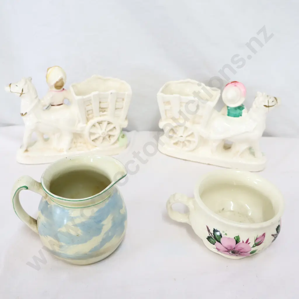 Assorted decorative items   Boy and Girl with wagons , cup & Jug Image 1++