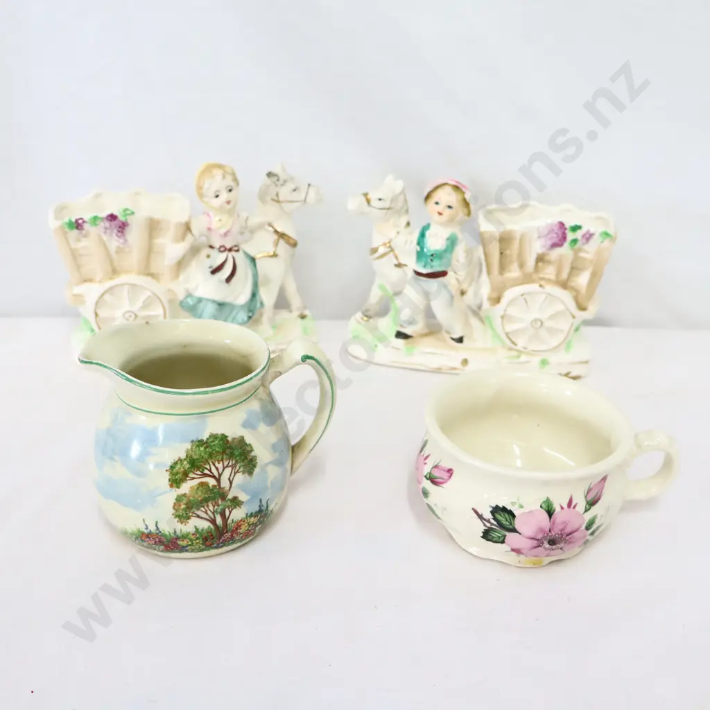 Assorted decorative items   Boy and Girl with wagons , cup & Jug Image 1++
