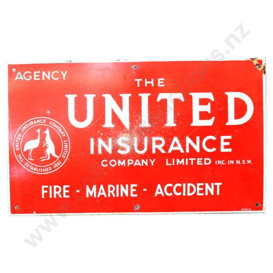 United Insurance Enamel Sign