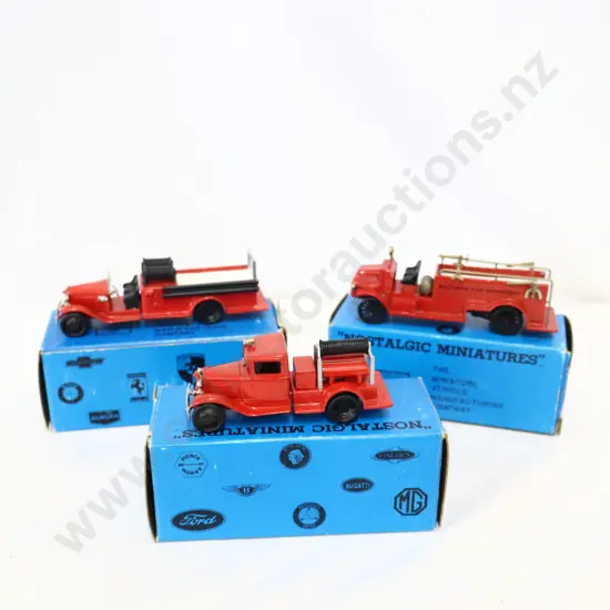 "Nostalgic Minitures"  3 x  Fire Trucks 