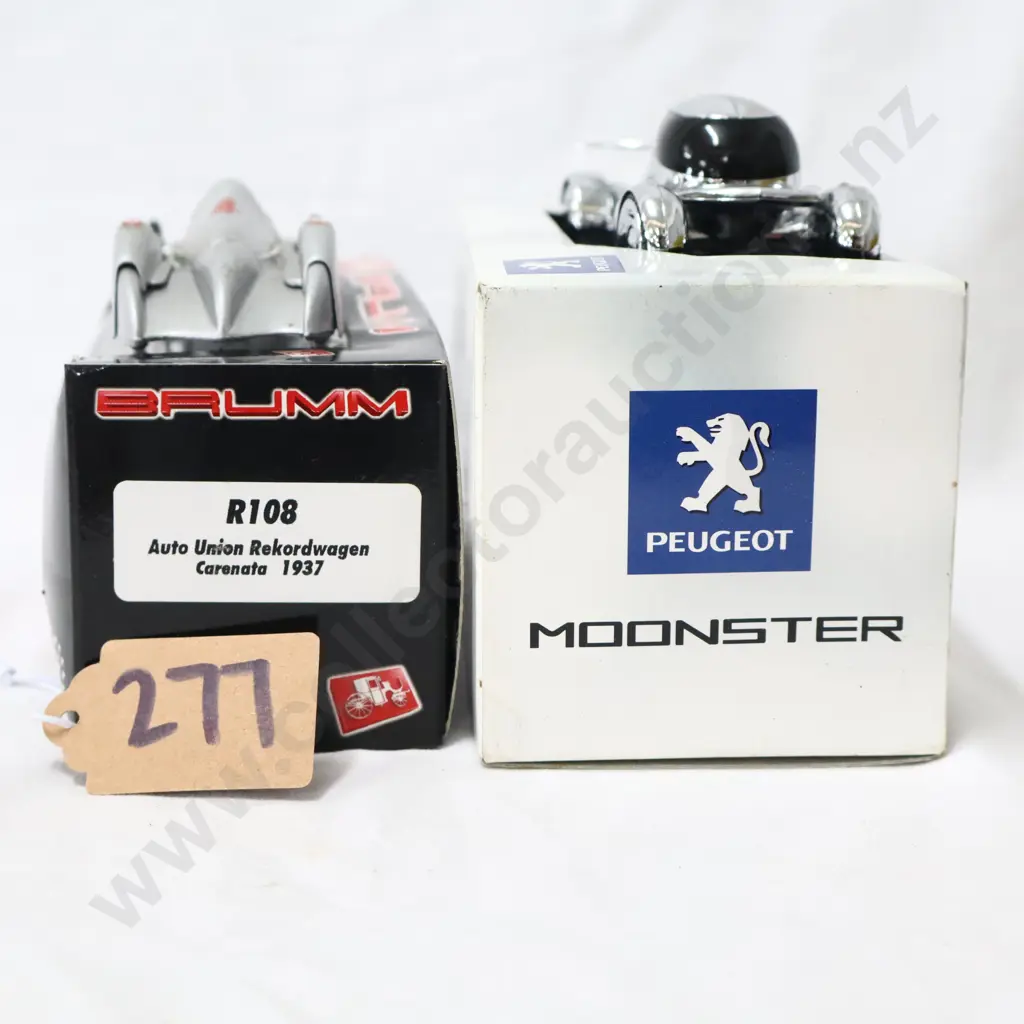 1/43   Brumm R108 Auto Union Rekordwagon 1937  &   1/43  Norev  Peugeot  Moonster Image 1++