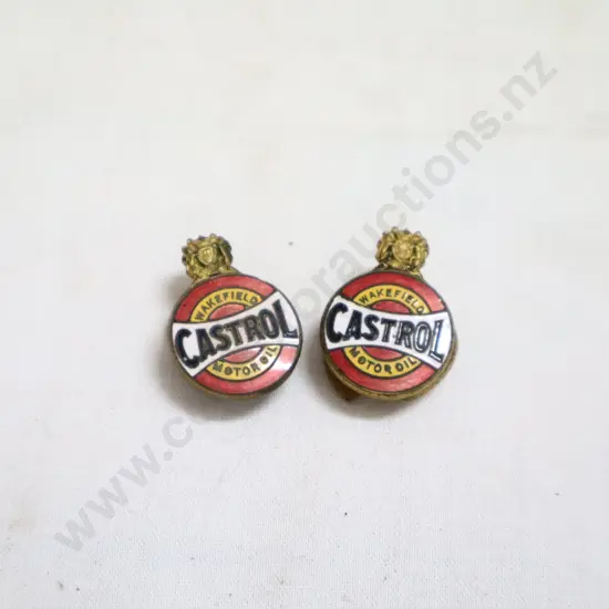 Early Wakefield Castrol Bowtie Enamel Buttons x 2 