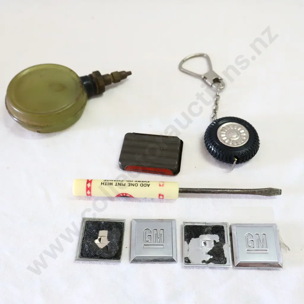 Wynn's Oil Screwdriver, Tyre Tape Measure, Oiler, GM Badges And Schrader Valve Caps Image 1++