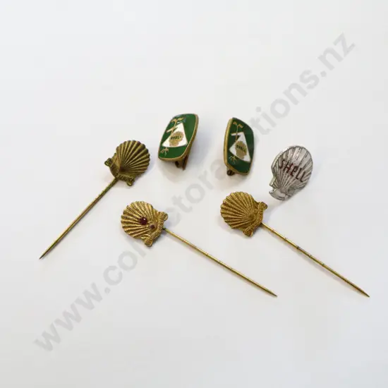 Early Enamel Shell Service Pins And Badges