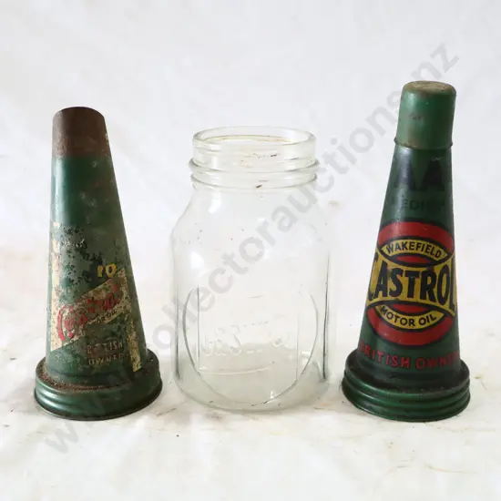 Castrol Z Pint Oil Bottle And Wakefield Castrol Bottle Tops x 2