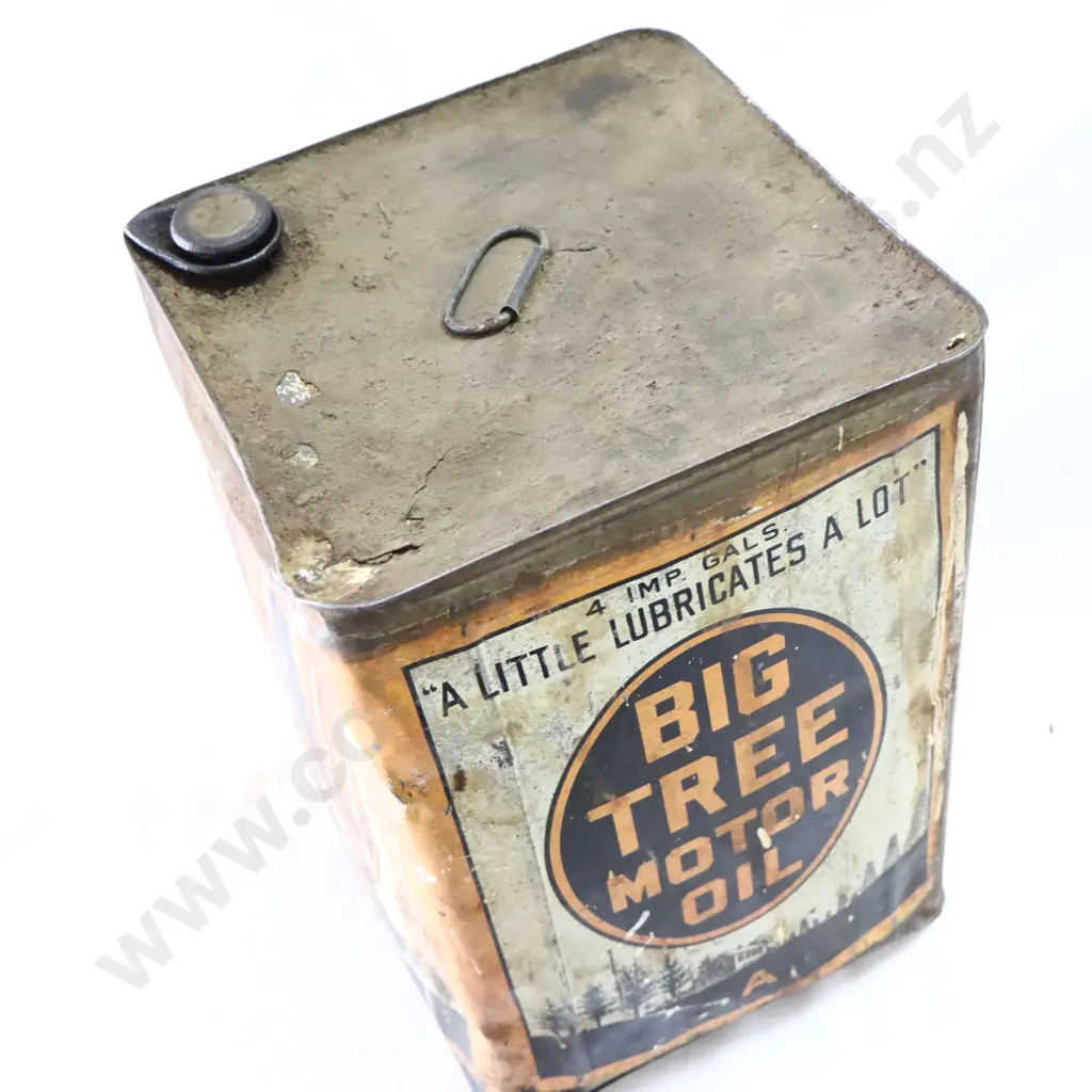 RARE EARLY Big Tree Motor Oil 4 Gallon Oil Tin Image 1++