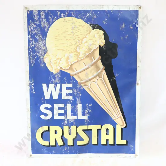 We Sell Crystal Tin Icecream Sign Firth Signs Wellington, Dated 1961