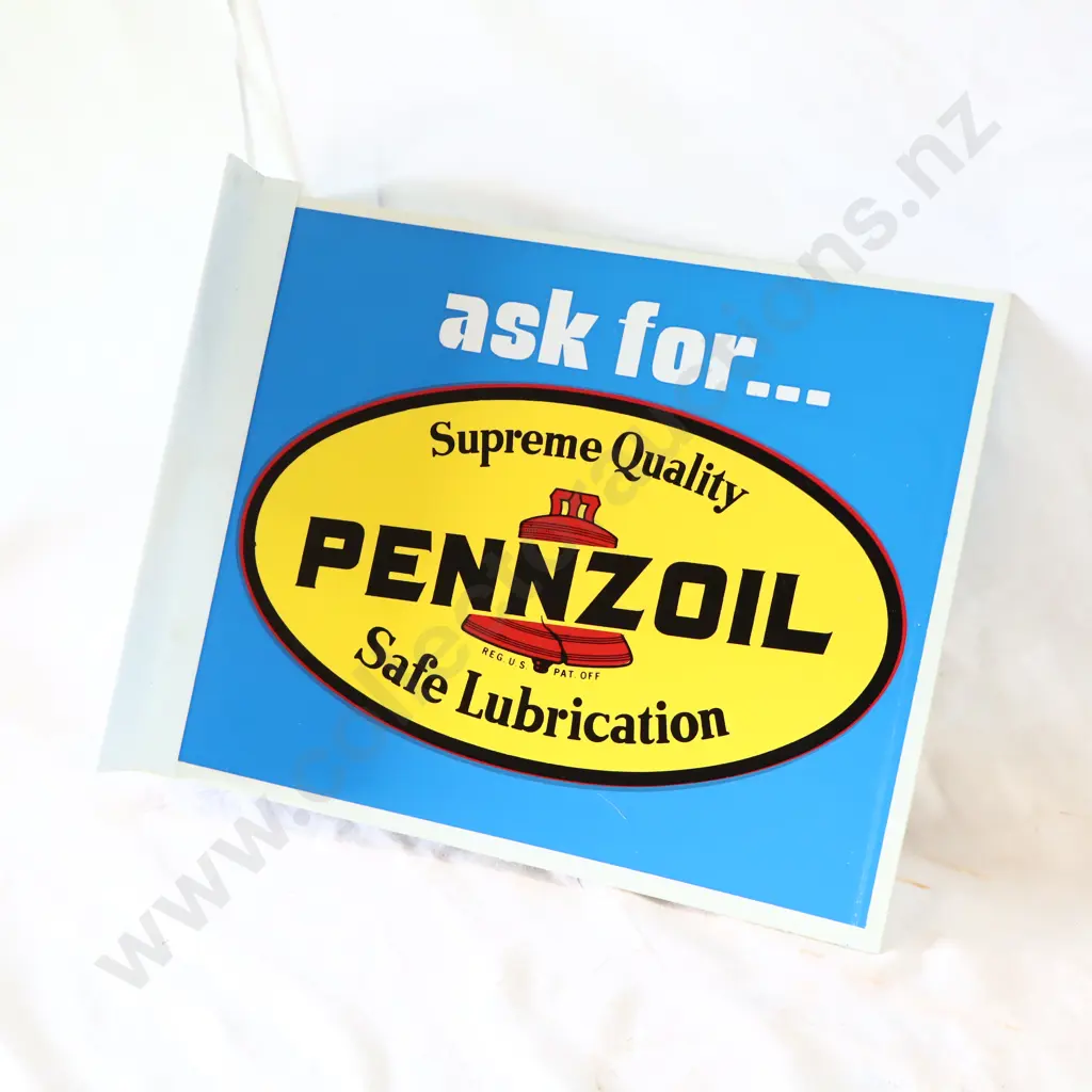 NEW OLD STOCK Pennzoil Plastic Double Sided Flanged Sign Image 1++