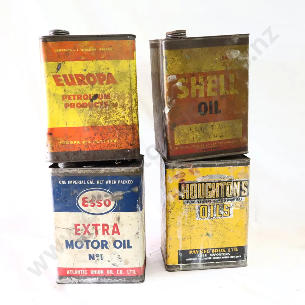 Esso Extra, Europa, Shell Oil And Houghton's Oil Tins Image 1++