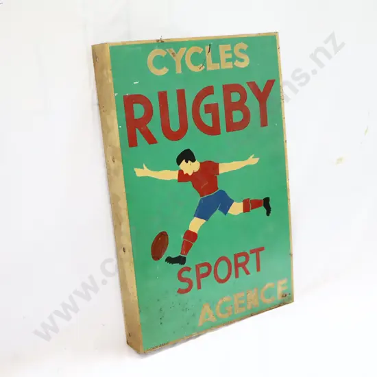 NEW OLD STOCK Rugby Bicycles Double Sided Flanged Sign