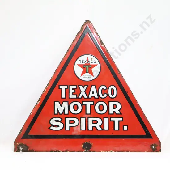 EARLY Texaco Motor Spirit Double Sided Enamel Sign