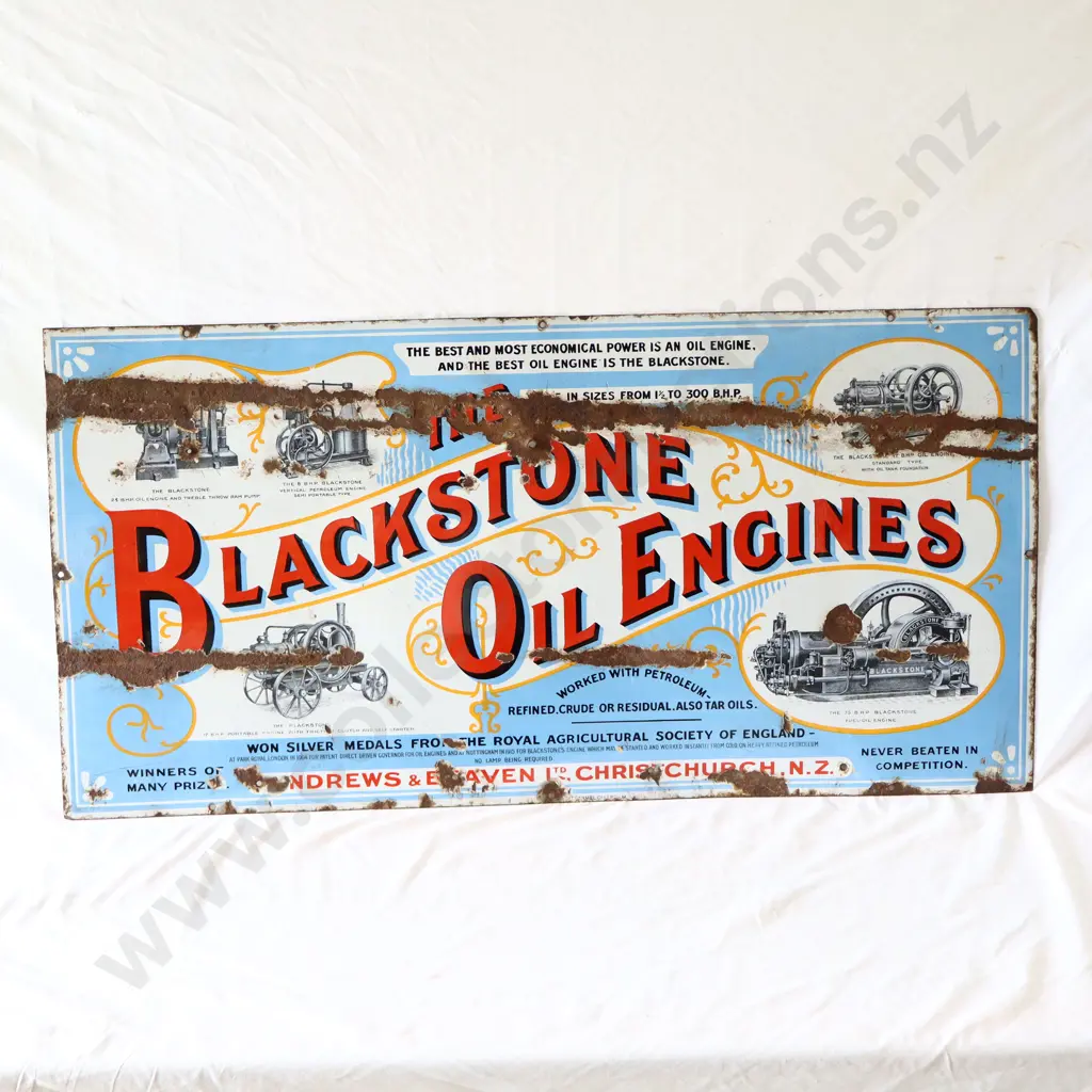 RARE Blackstone Engine Oils Christchurch NZ Enamel Sign Image 1++