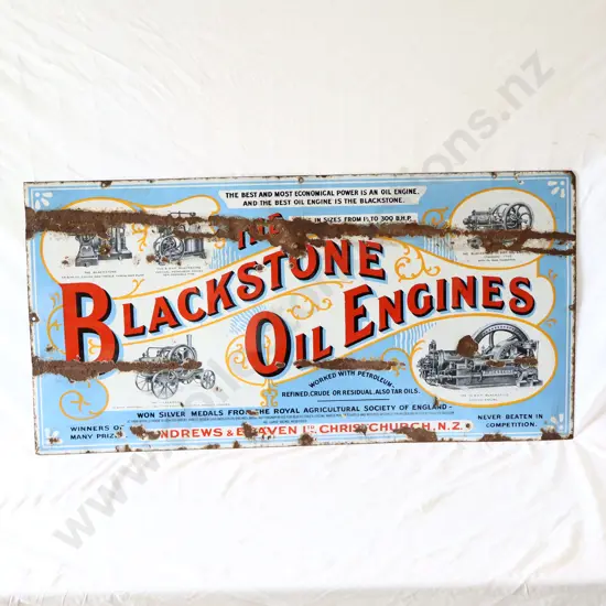 RARE Blackstone Engine Oils Christchurch NZ Enamel Sign