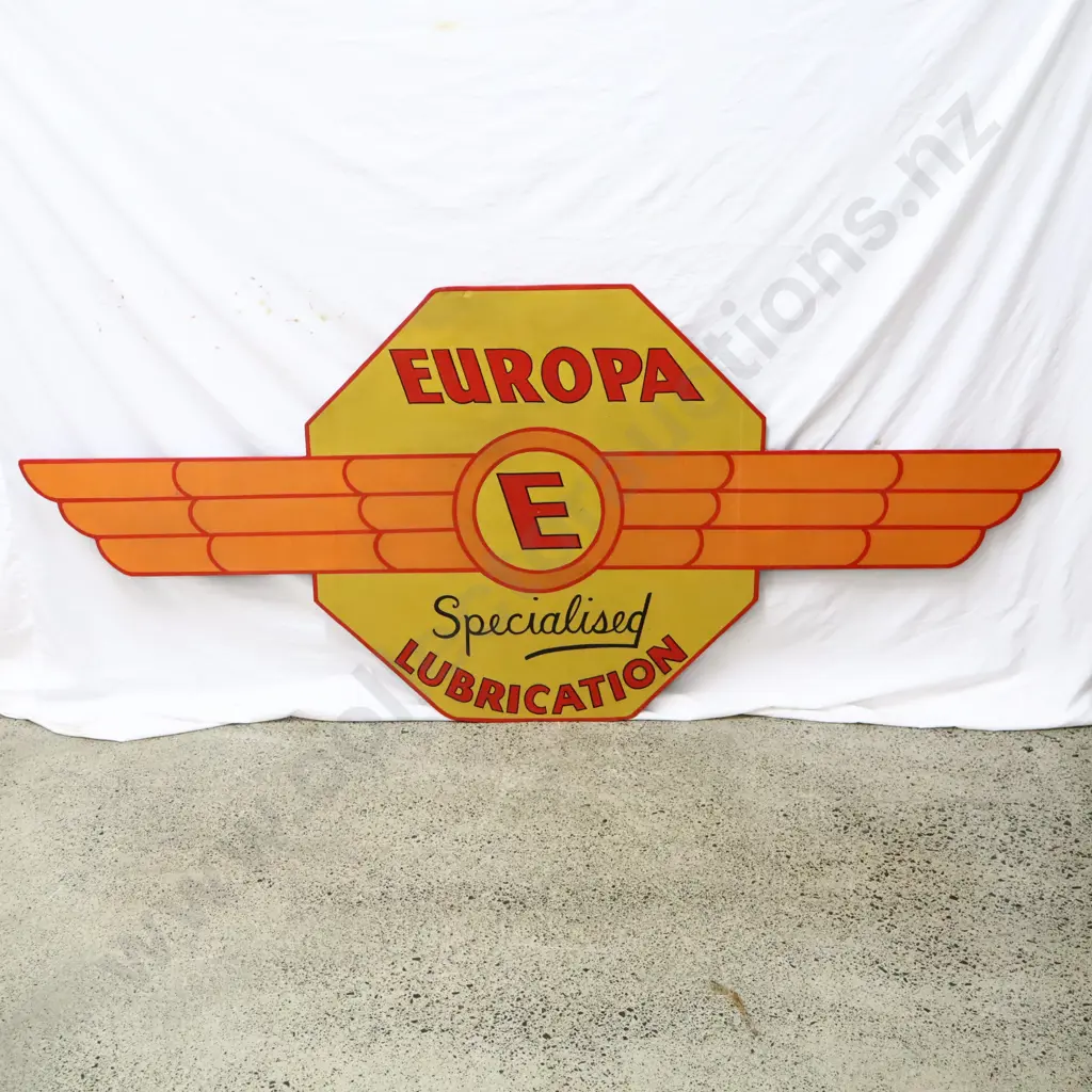 RARE Europa Winged Hardboard Sign Restored Image 1++