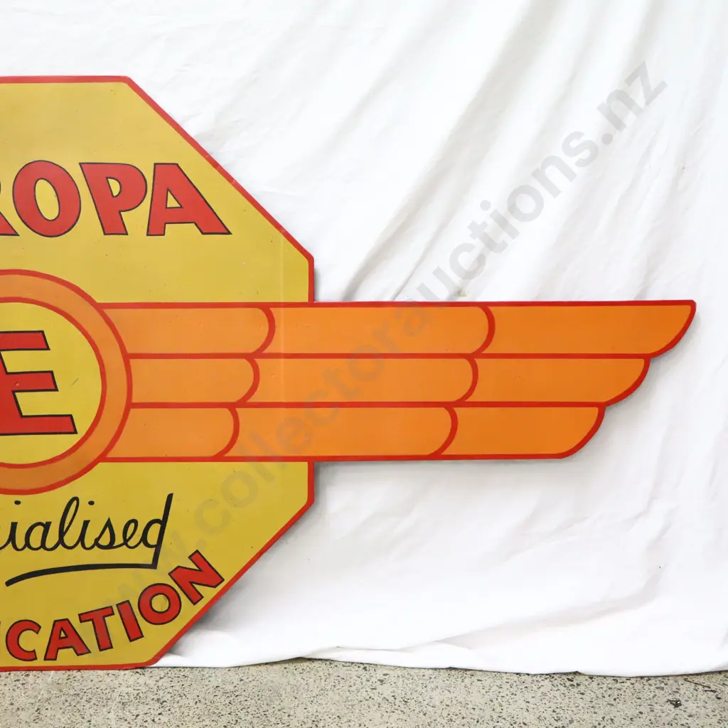 RARE Europa Winged Hardboard Sign Restored Image 1++