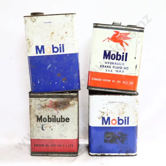 Mobil Oil Tins x 4
