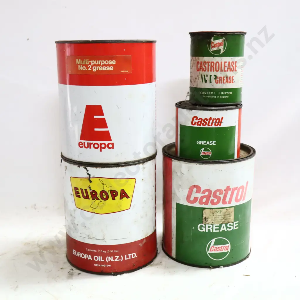 Europa And Castrol Grease Tins x 5 Image 1++