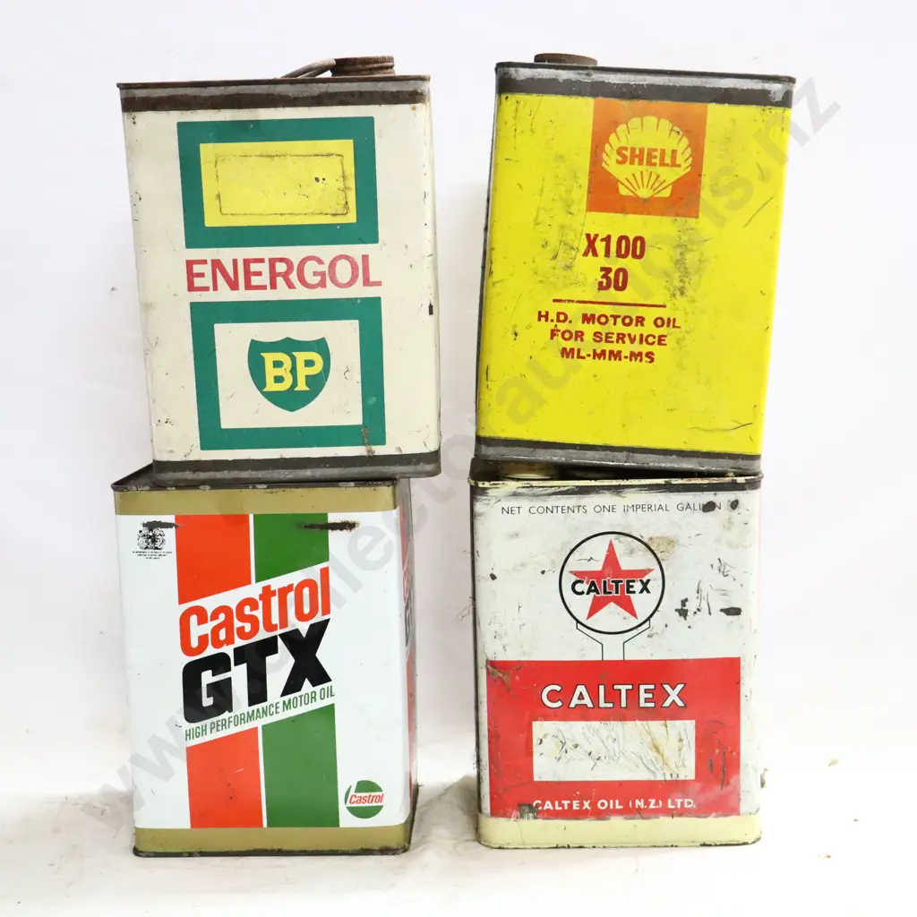Castrol GTX, Caltex, BP Energol And Shell X100 Oil Tins Image 1++