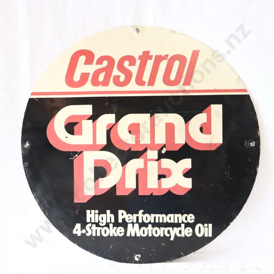 RARE Castrol Grand Prix Hi Performance Four Stroke Motorcycle Oil Double Sided Sign