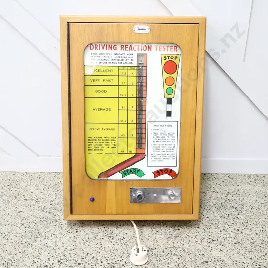 Vintage Driving Reaction Tester Coin Opp Wall Mounted Arcade Machine