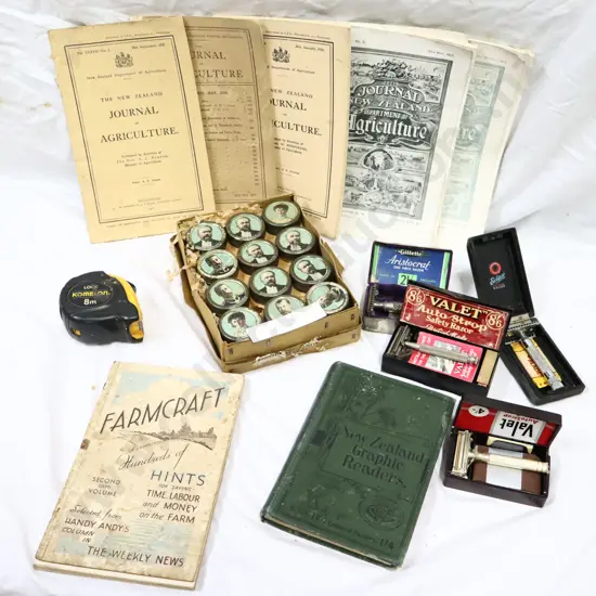 1920's Argiculture Journals. Sweet Tins. Boxed Razors and Farming Booklets
