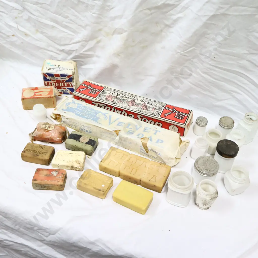 Early Soap Bars and Milk Glass Perfume Bottles Image 1++