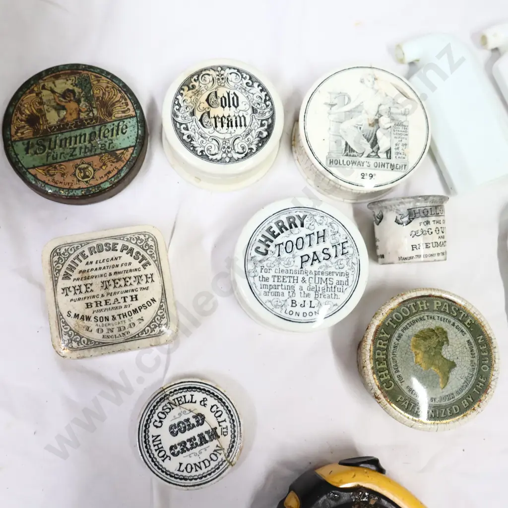 Antique Toothpaste Containers with Milk Glass Bottles Image 1++