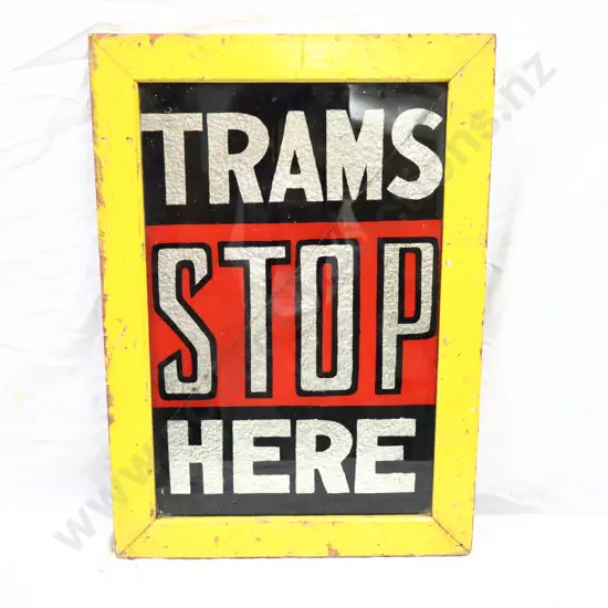 Early Wellington Tram Glass Sign