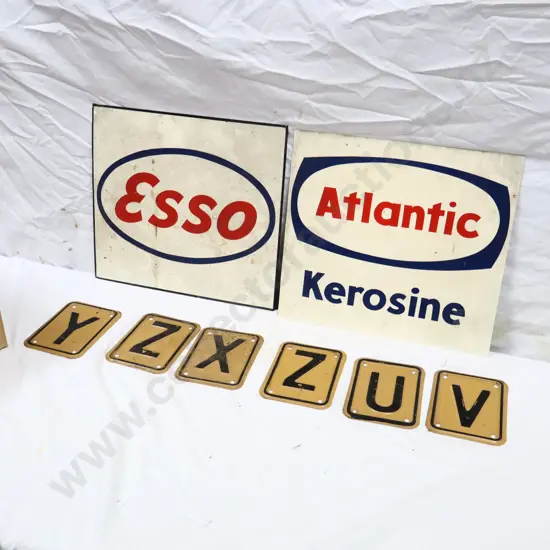 Altantic And Esso Petrol Bowser Signs and Truck Weight Class Plates