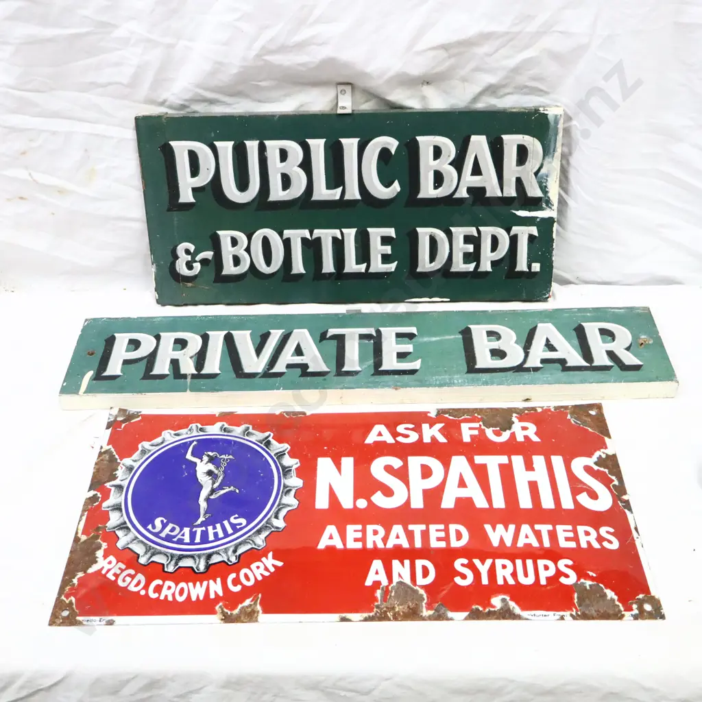Enamel and Handpainted Bottle Related Signs Image 1++