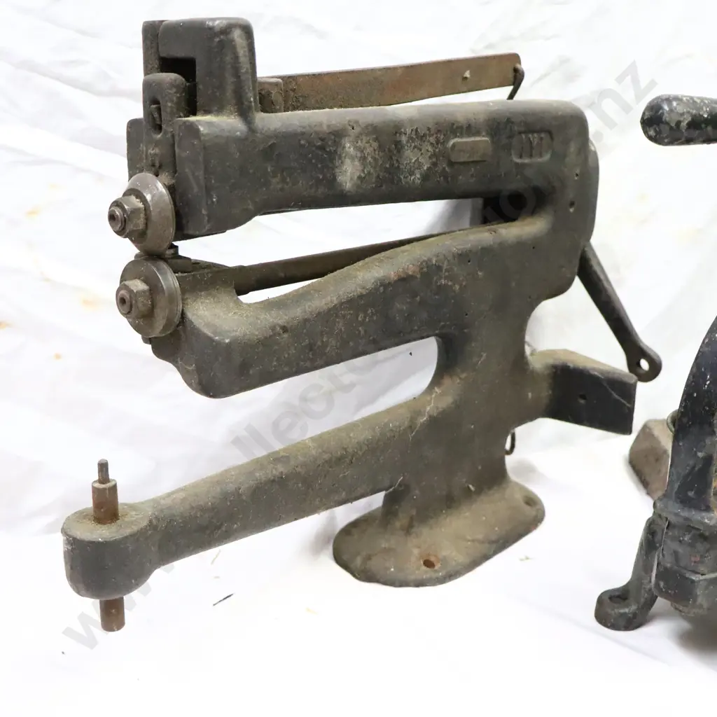 Cast Iron Collectables, Early Meat Press, Early Billards Table Press, Leather Working Tool and Water Pumps Image 1++