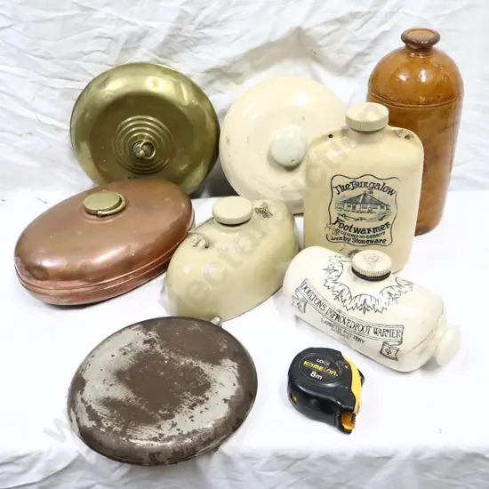 Antique Hot Water Bottles x 9, Stoneware Copper and Solid (Canadian Version)