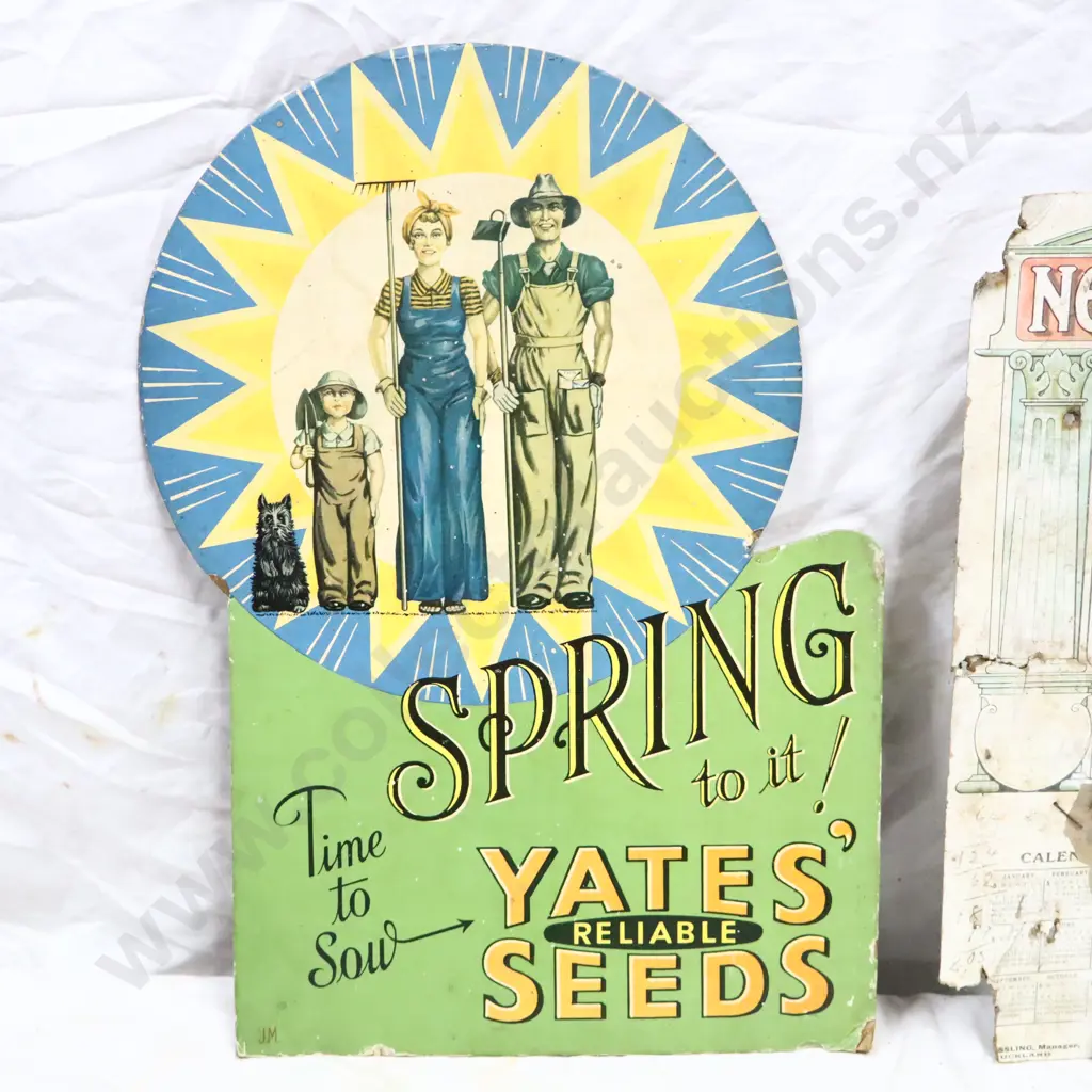 Yates Seeds Sign And New Zealand Insuracance Co 1916 Calender Featuring Maori Chief. Image 1++