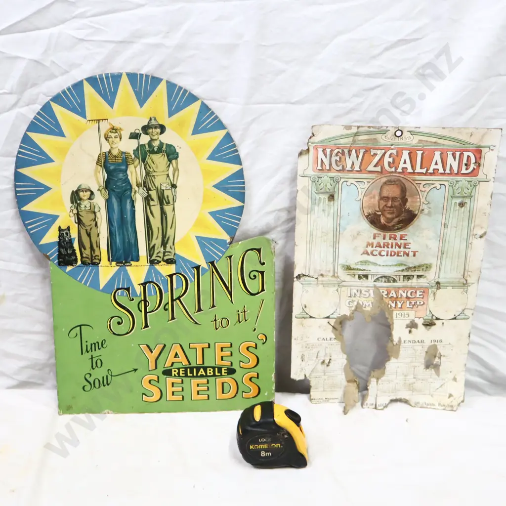 Yates Seeds Sign And New Zealand Insuracance Co 1916 Calender Featuring Maori Chief. Image 1++