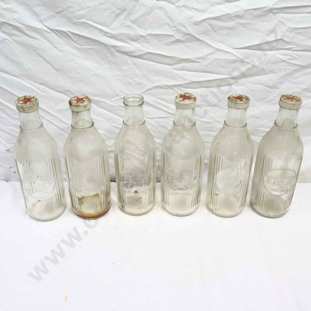 Caltex Fatboy Oil Bottles x 6 With 4 Caltex Caps  Image 1++