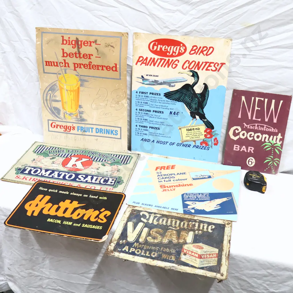 Vintage Food Related Advertising Signs x 7 Image 1++