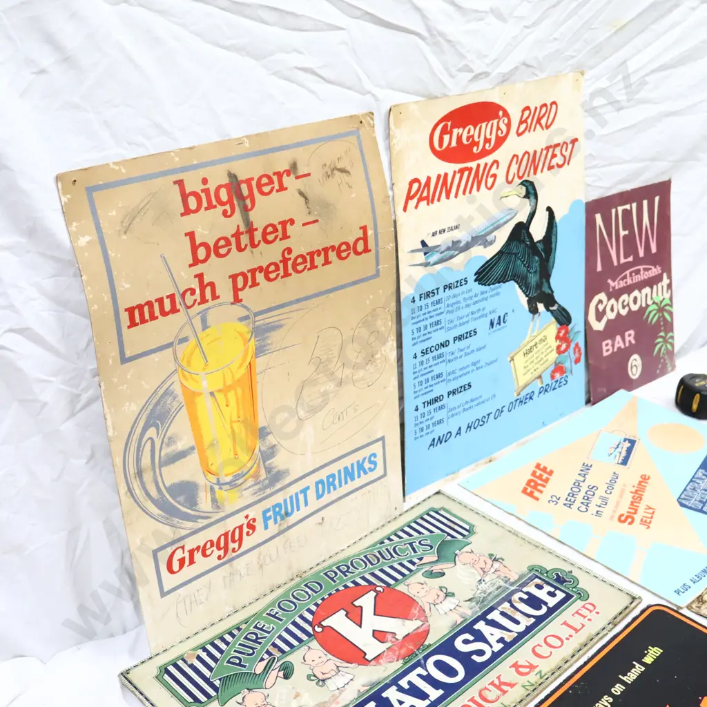 Vintage Food Related Advertising Signs x 7 Image 1++