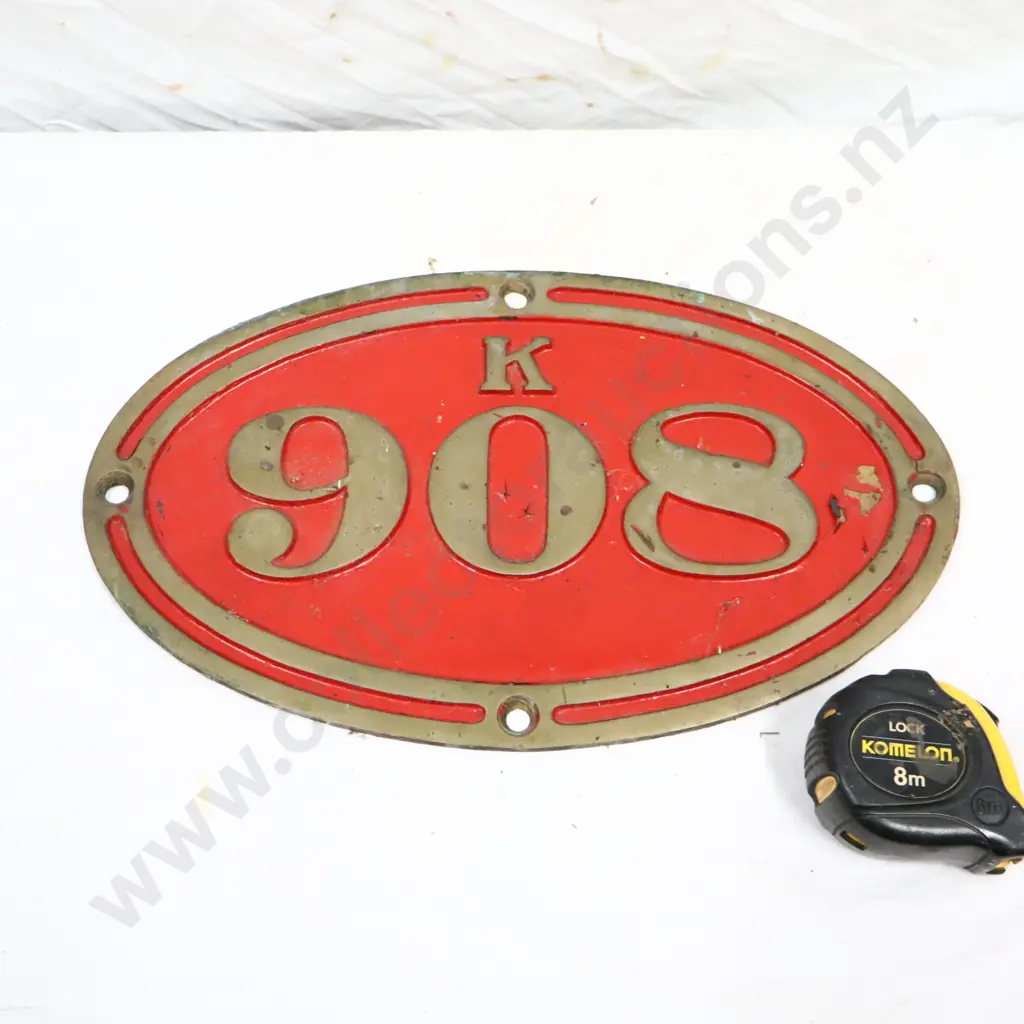NZR K Class 908 Brass Sign Image 1++