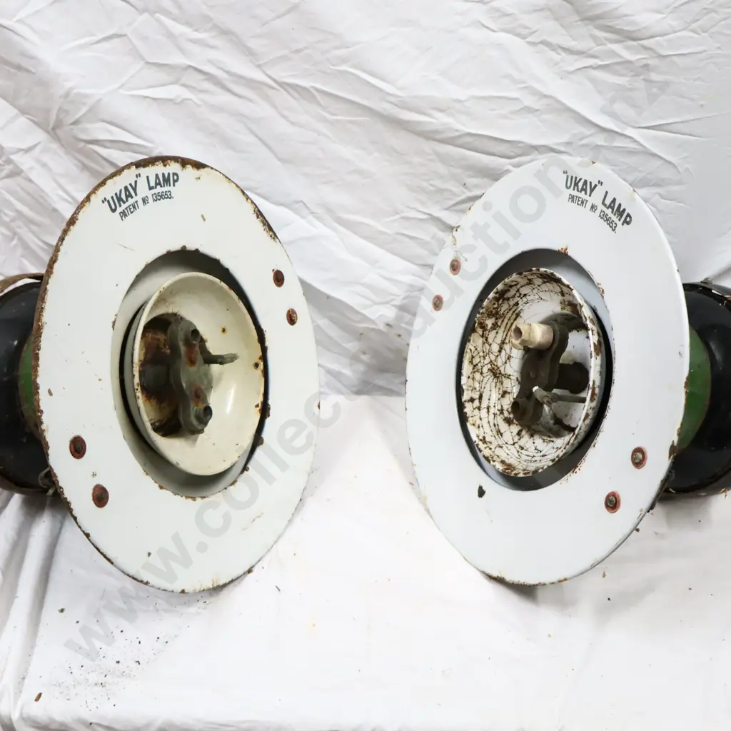 Early Kerosene "Ukay Lamp" Street Lights Pair Image 1++