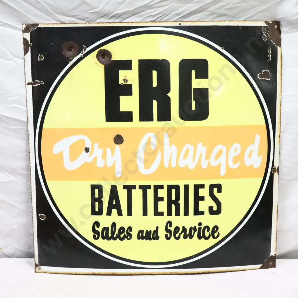 Erg Dry Charged Batteries Enamel Sign Image 1++