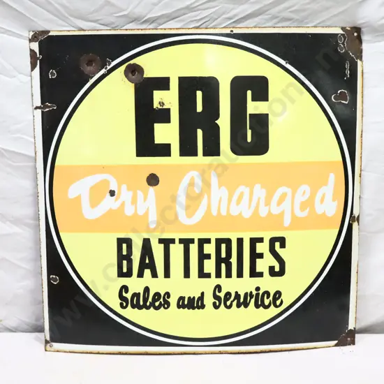 Erg Dry Charged Batteries Enamel Sign